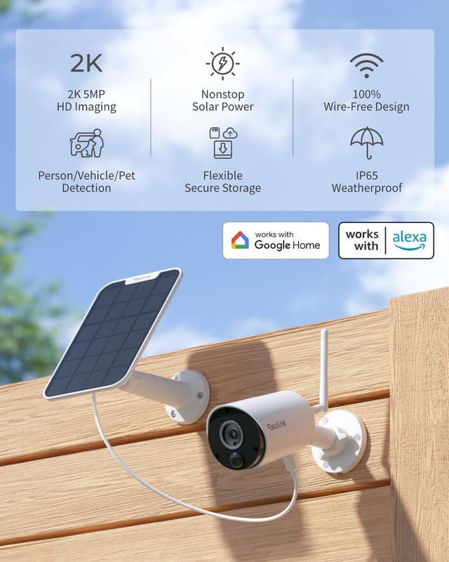Wireless 2K Solar Security Camera with Smart Detection and Local Storage gallery