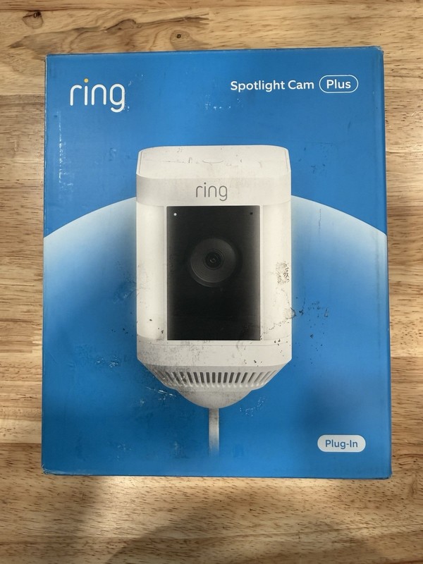 Ring Spotlight Cam Plus Plug-In White Outdoor Security Camera Brand New