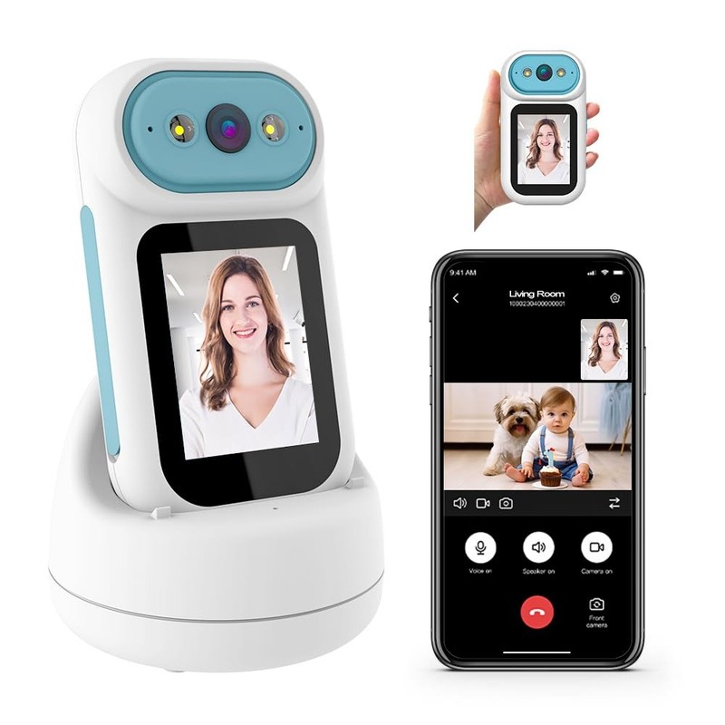 Video Calling Handheld Indoor,Nanny Baby Pet ,2-Way Video 350°Pan Cameras for…