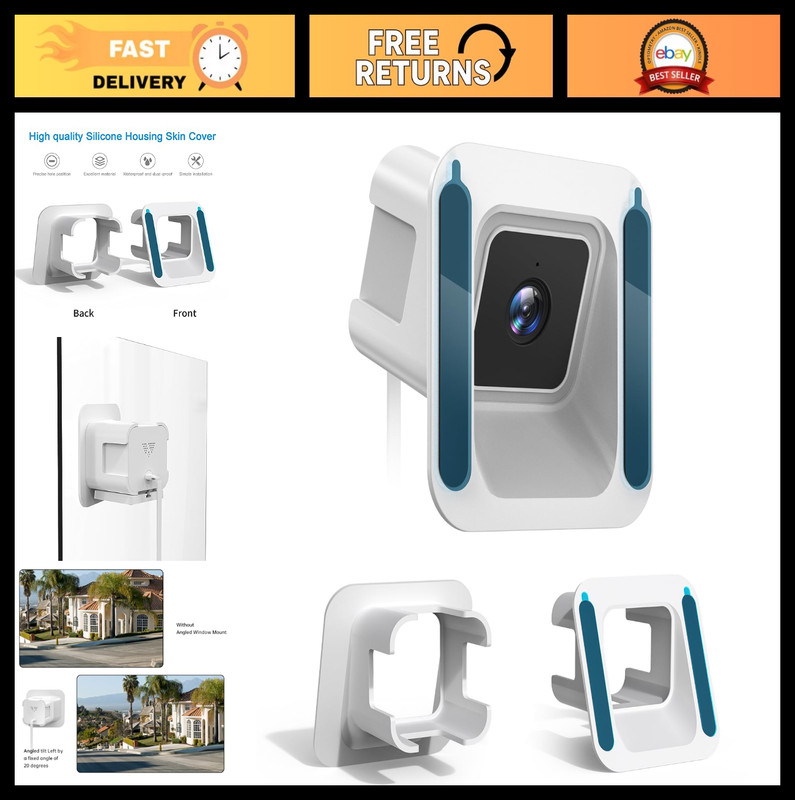 Adjustable Window Mount for Wyze Cam V3/V3 Pro/V4 – No Screws, Self-Adhesive, In