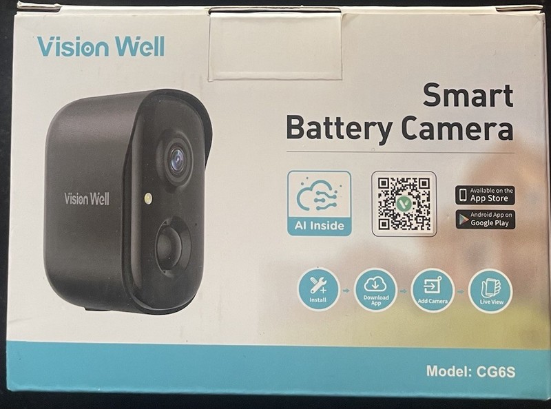 NIB Vision Well Smart Battery Camera CG6S-Black 2 Way Audio