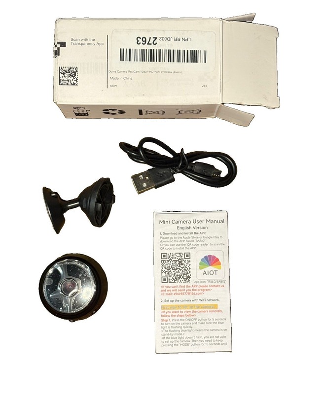 Dome Camera Pet Cam 1080P HD Wifi Wireless Black