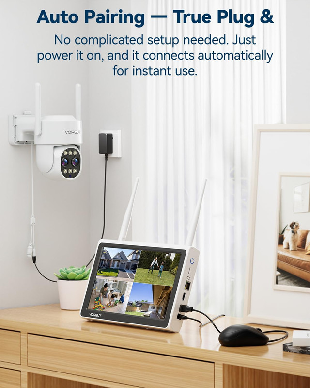 Security Camera Wireless Outdoor System with Monitor, 2pcs Dual Lens 10X Hybrid gallery