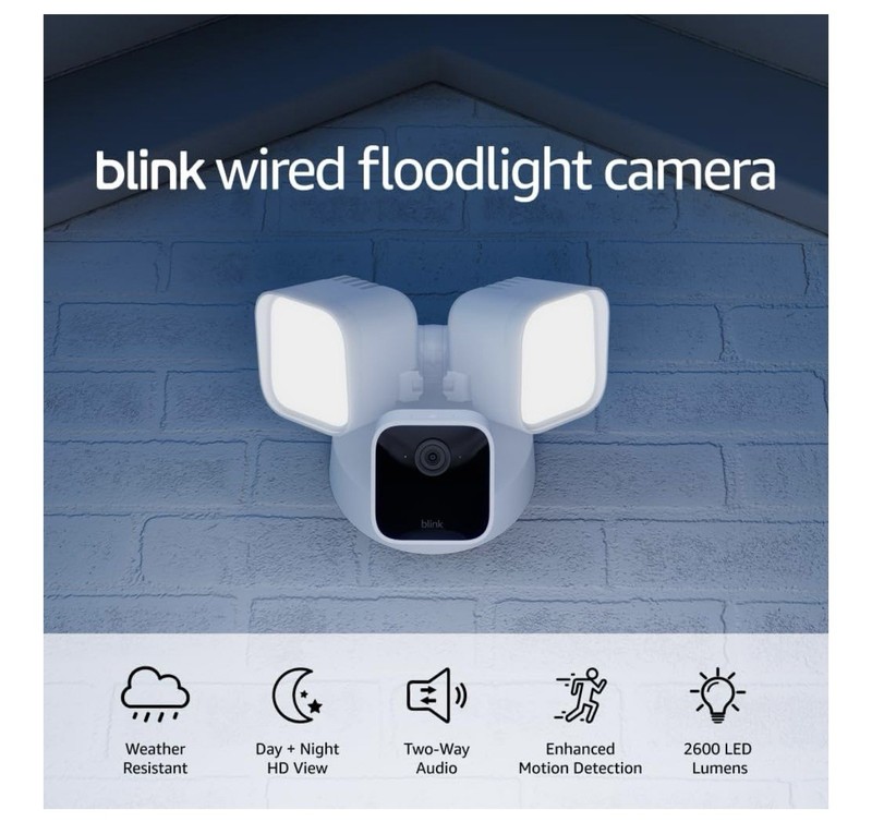 Blink Wired Floodlight Camera Led Smart Security Camera, 2600 Lumens , White .R7