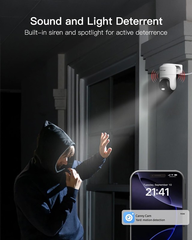 VIMTAG Pan/Tilt Outdoor Security Camera 2.5K 4MP WiFi Home CCTV Camera 360° View gallery
