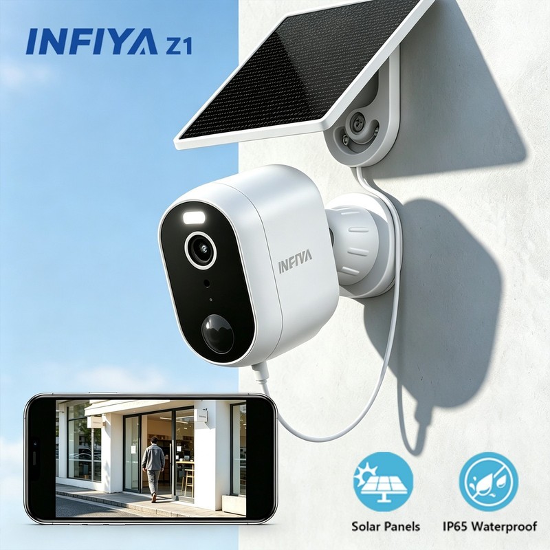 INFIYA Solar Battery Powered Wireless Security Camera Wifi 2-Way Audio Outdoor