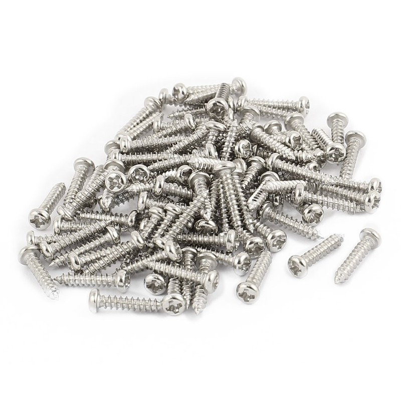 100pcs M2 x 10mm Stainless Steel Curved Phillips Round Head Self Tapping Screws