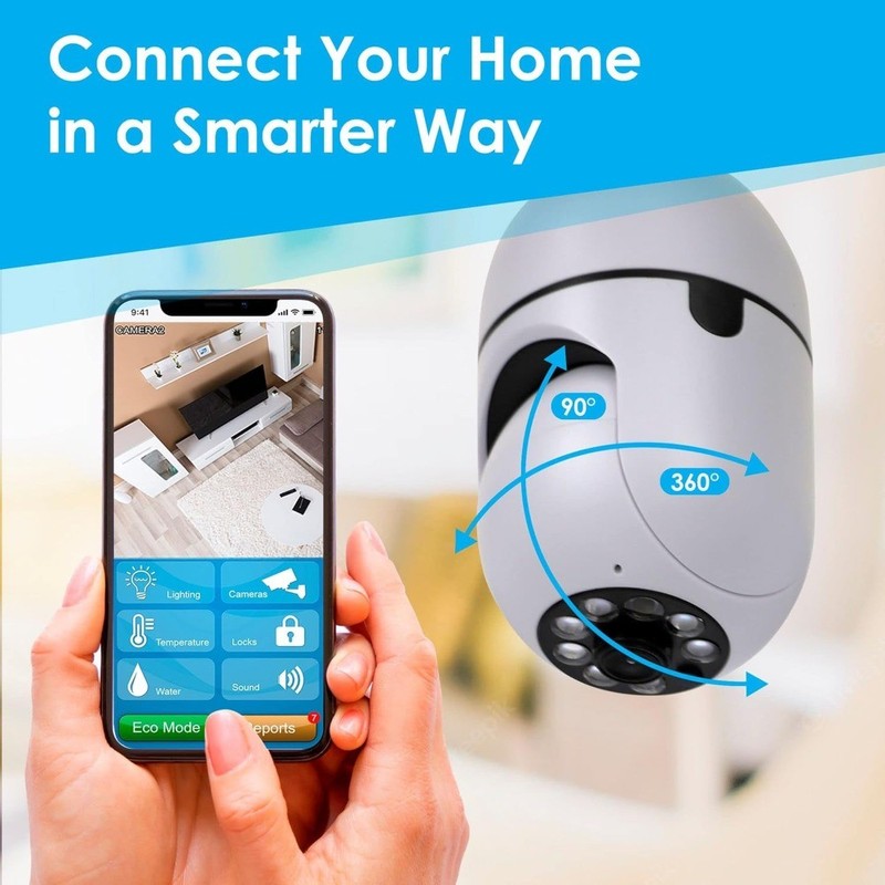 1/2Pcs Bulb-type Security Camera, 2.4GHz Wireless WiFi Surveillance Camera gallery