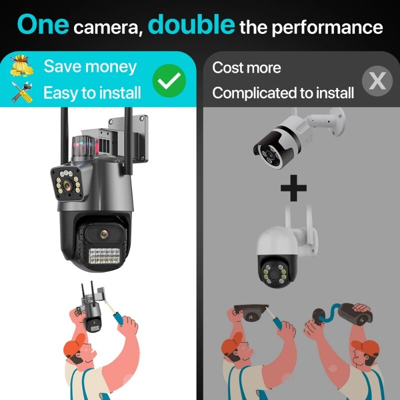 8MP PTZ WiFi Camera Dual Screen Color Night Vision Outdoor Security CCTV Camera gallery