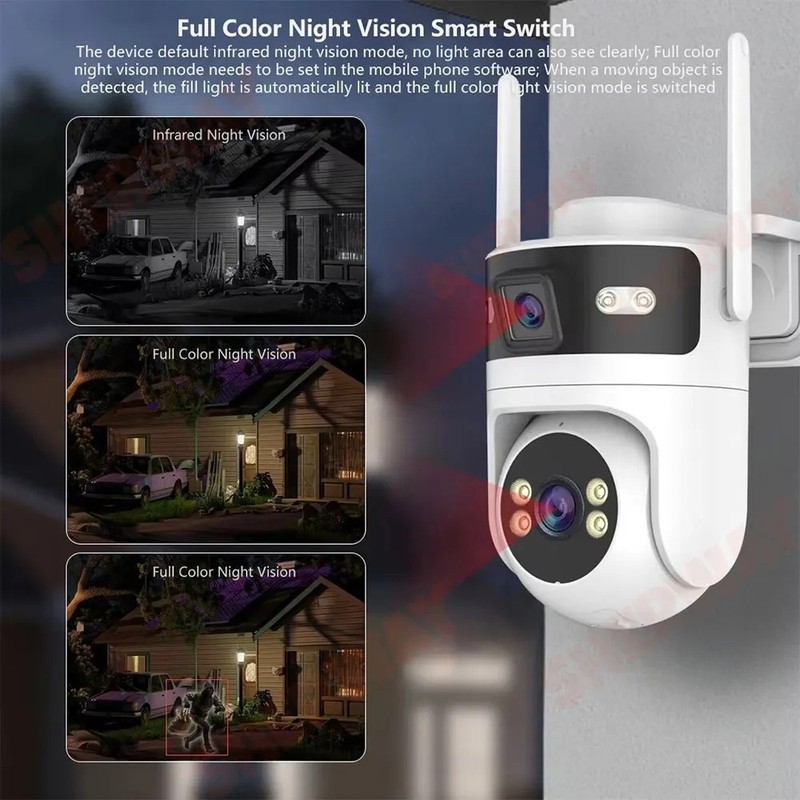 Tuya WiFi Security Camera Outdoor Dual Lens Screens 4K 8MP PTZ Motion Detection gallery
