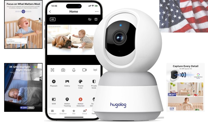 3K 5MP Indoor Pan/Tilt Security Camera with Auto-Focus,Ideal for Baby Monitor... gallery