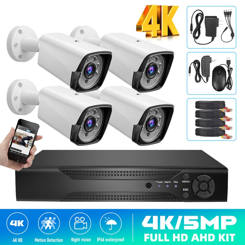 4CH 5MP Lite DVR 1080P Outdoor CCTV Home Security Camera System AI Night Vision