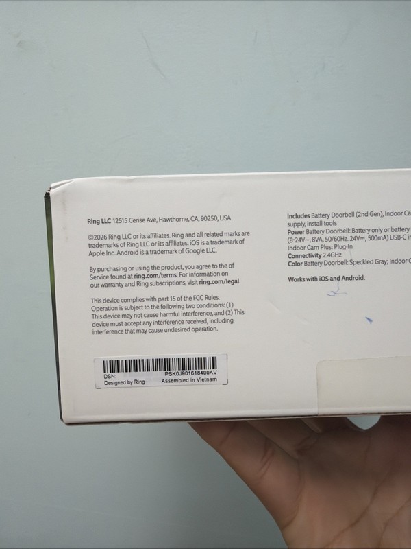 Ring - Battery Doorbell 2K (newest model), Speckled Gray + Indoor Cam Plus - ... gallery