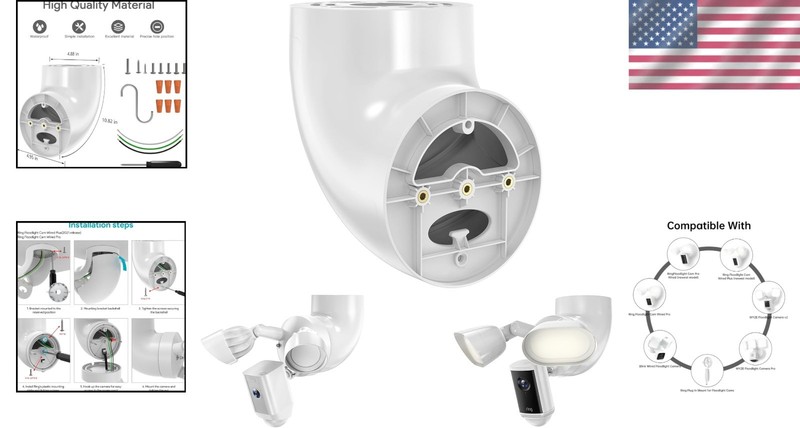 Compact Eave Mount for Ring Floodlight Cam & Blink - Weather-Resistant Security gallery