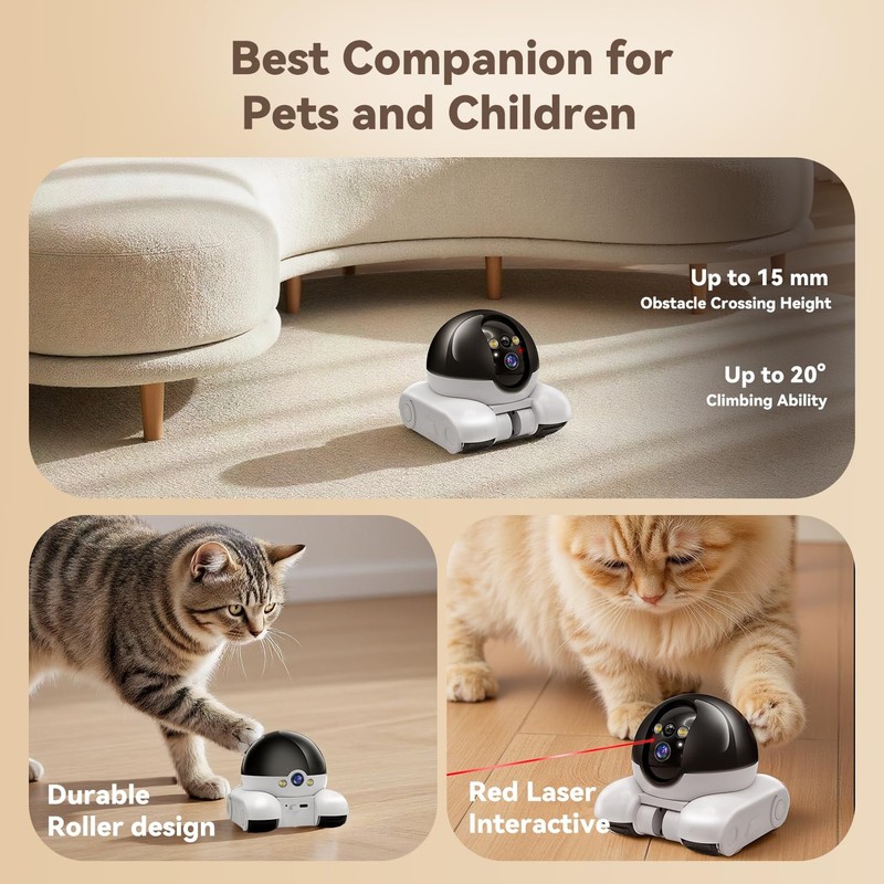 Indoor 1080P Dual Lens,Robot on Wheels Movable with 2-Way Talk,Distance Bot w... gallery