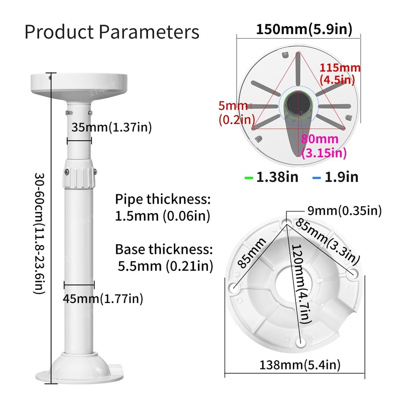 Extendable Pole Mount Security Surveillance Cameras Ceiling Wall Bracket gallery