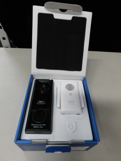new open box Eufy Security 2K HD Battery Operated Video Doorbell Black T8210C