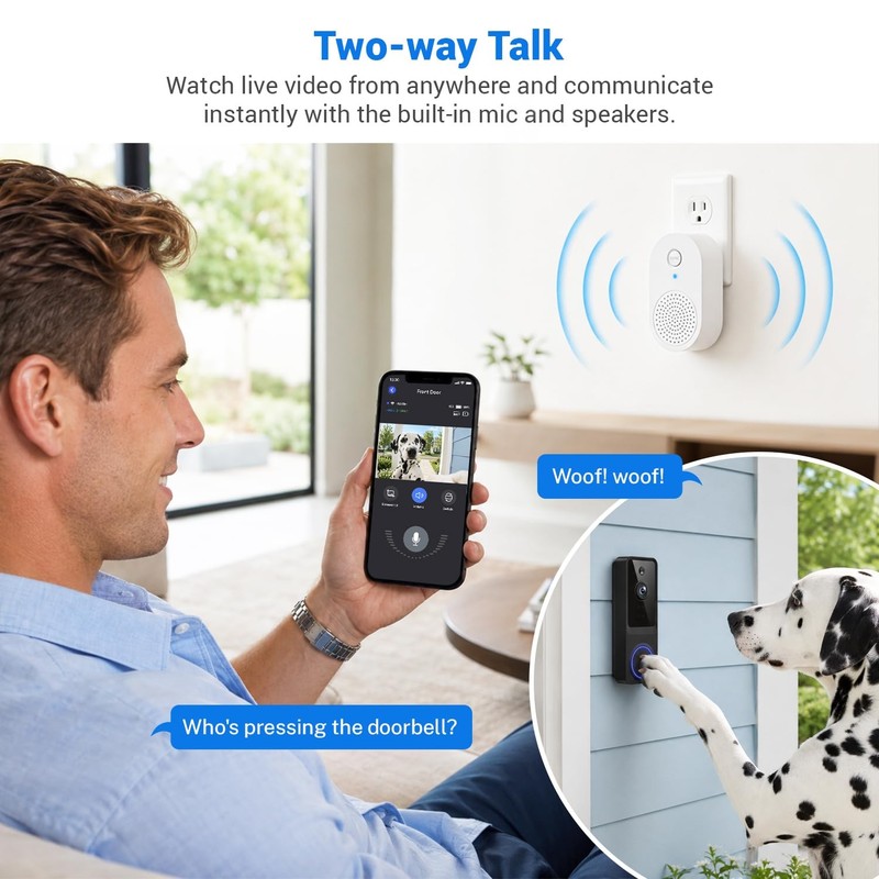 1080p Wireless Video Doorbell Camera with Smart AI Human Detection Two Way Audio gallery