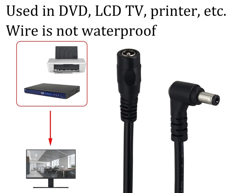 HCFeng DC5.5X 2.1mm Female to DC 5.5X 2.5mm Male Power 6.5 inches, Black gallery