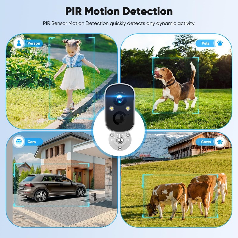 Solar Cameras Wireless Outdoor,2K Solar Wireless for Home, 2.4GHz WiFi,Color ... gallery