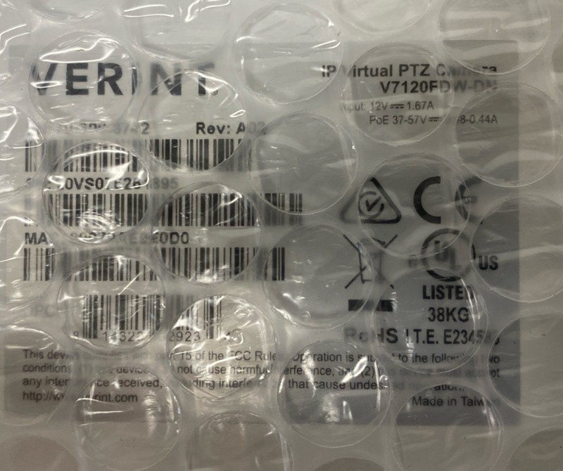 Verint V7120FDW-DN 360-deg IP virtual PTZ camera, 12mp, built in IRs, white gallery