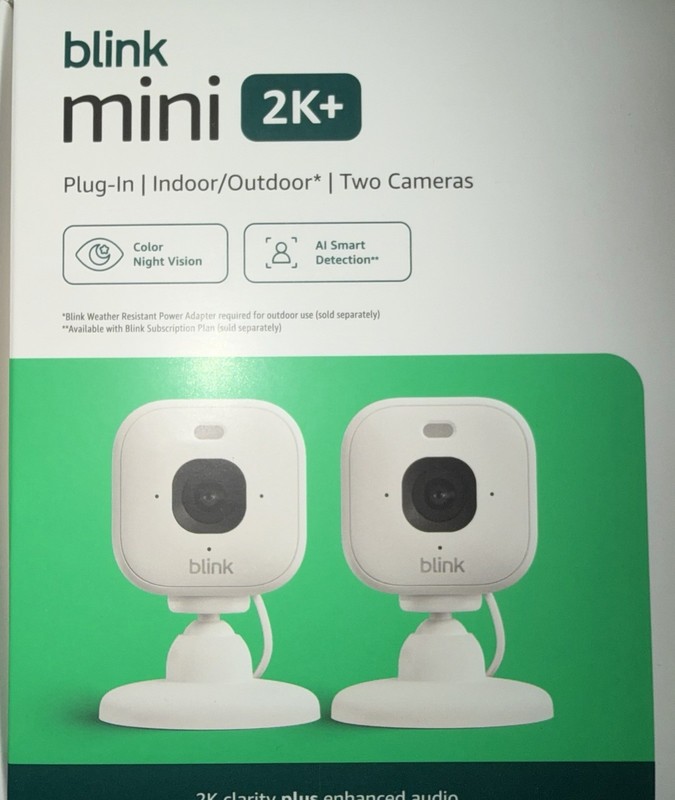 Blink Mini Indoor Plug-In HD Smart Security Camera – 2 Cameras