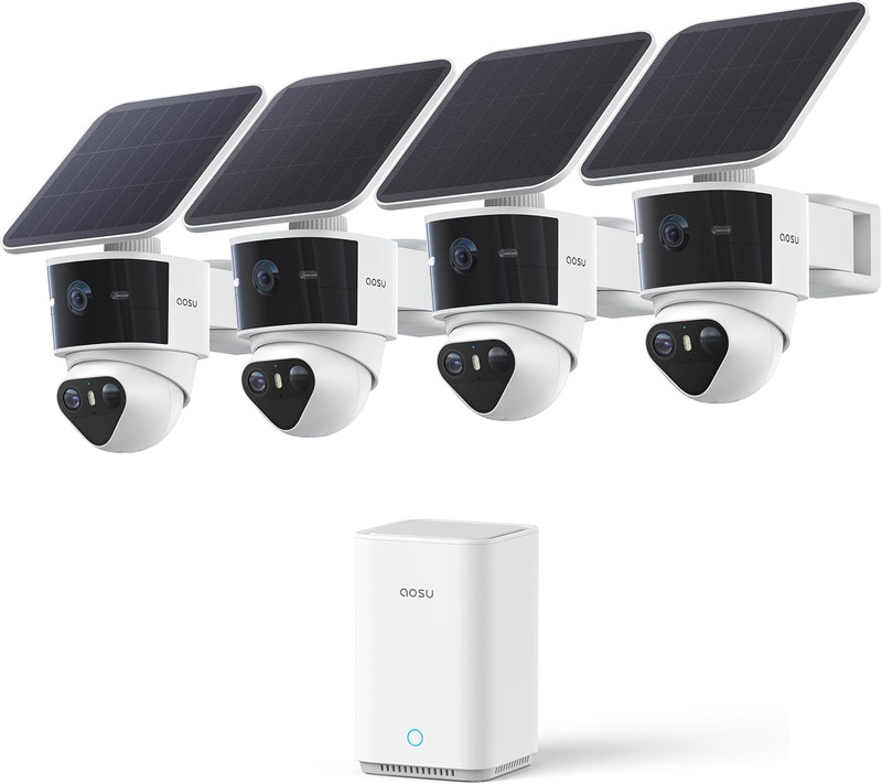 T2 Pro Solar Security Cameras Wireless Outdoor, 4 Cam Kit, 3K Dual Cam No Blind