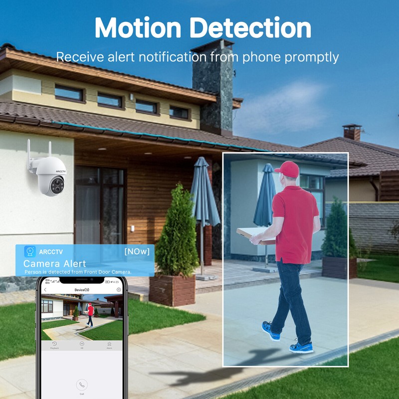 ARCCTV 4MP Outdoor Solar Security Camera 360° PTZ Wireless Audio Smart Home IP66 gallery