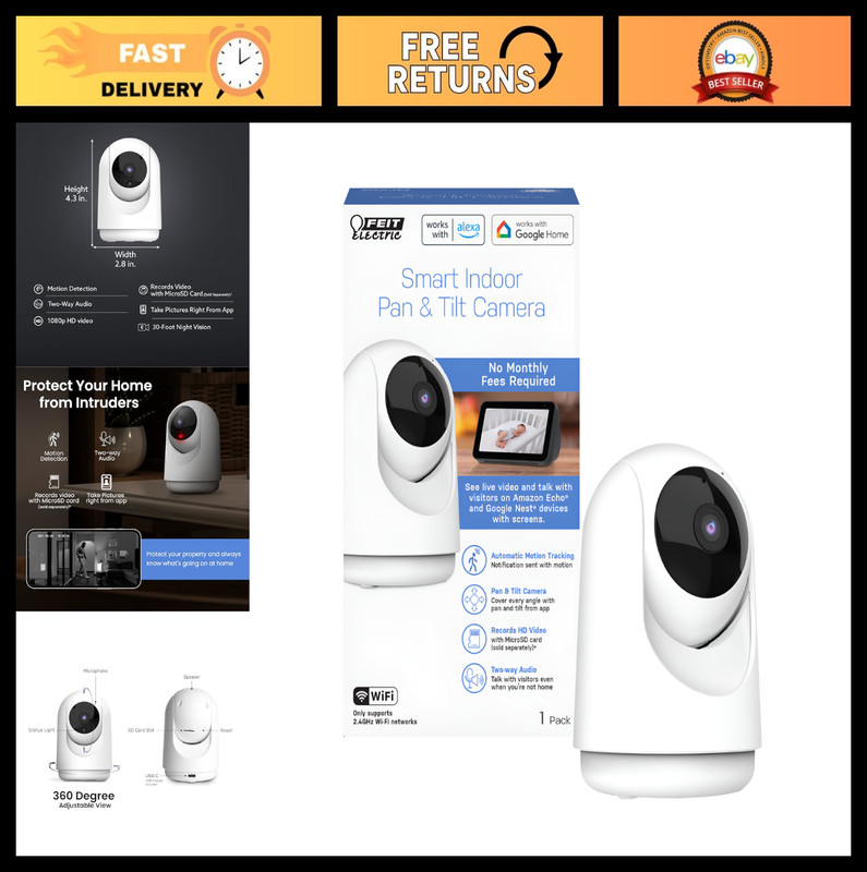 Indoor Security Camera – 1080p HD, Night Vision, Motion Detection, 2-Way Audio,