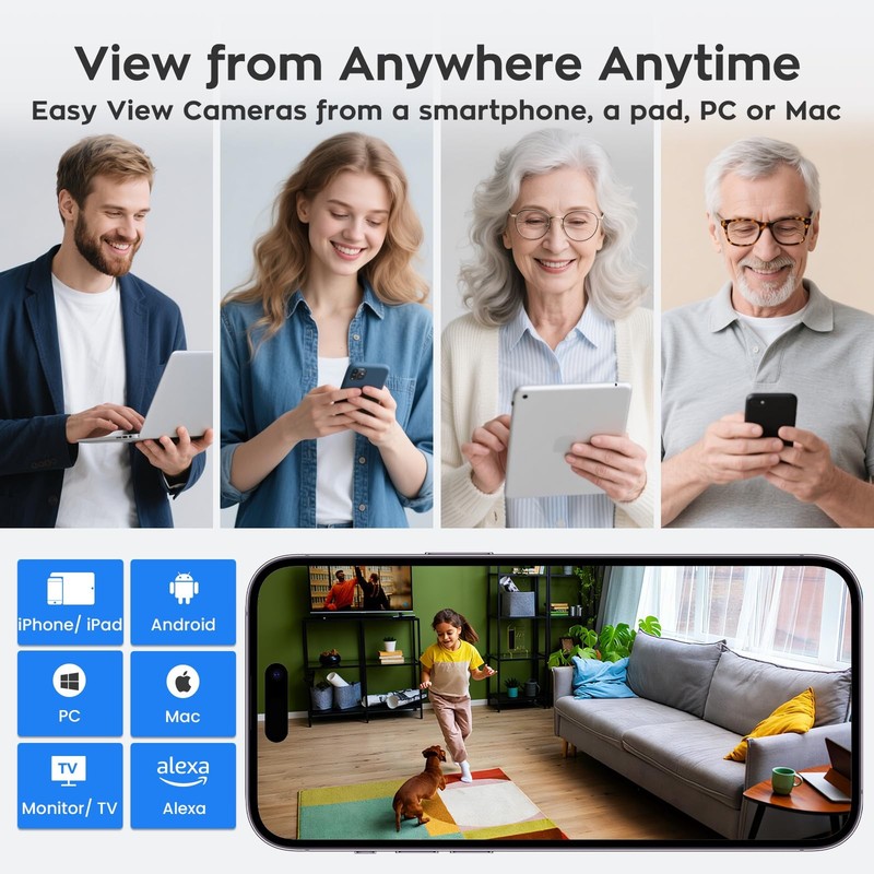 Indoor Wireless for Home , 2K HD Dome with 5G Dual Band WiFi 6, 2-Way Audio, ... gallery