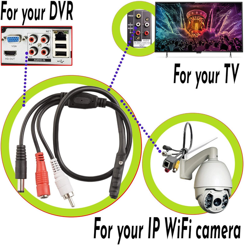 Outdoor CCTV Microphone for Security Camera - RCA Audio Surveillance Mic (1 Pack gallery