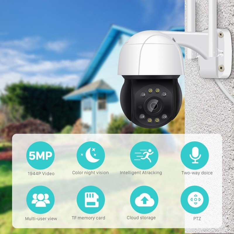 5MP Security IP Camera WIFI 1080P HD Outdoor PTZ Speed Dome Surveillance Camera gallery