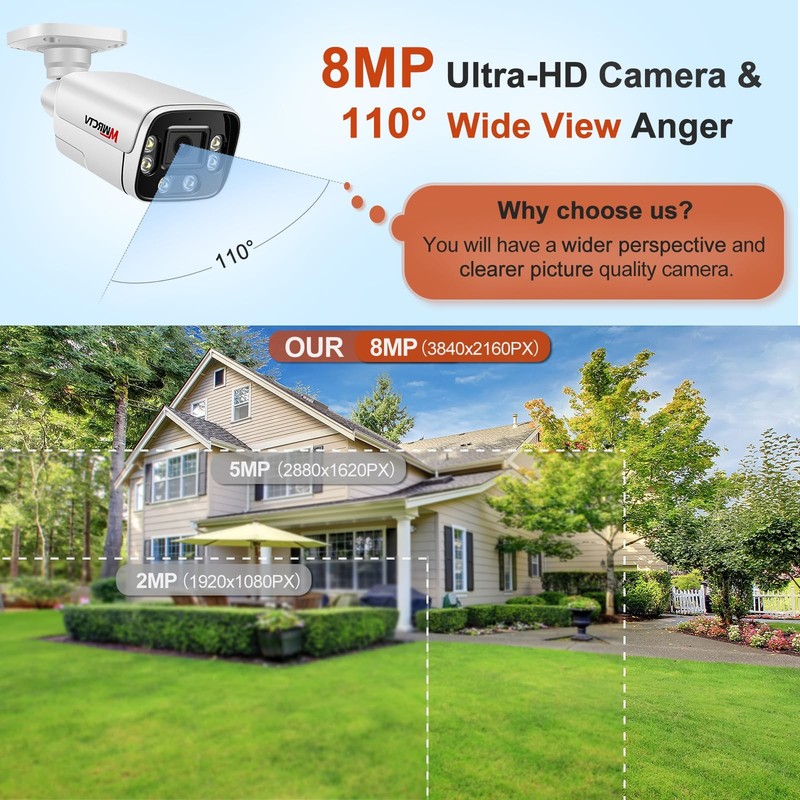 8MP UltraHD POE Audio POE IP Bullet 2.8mm 110°Wide Angle Lens,AI Human/Vehicl... gallery