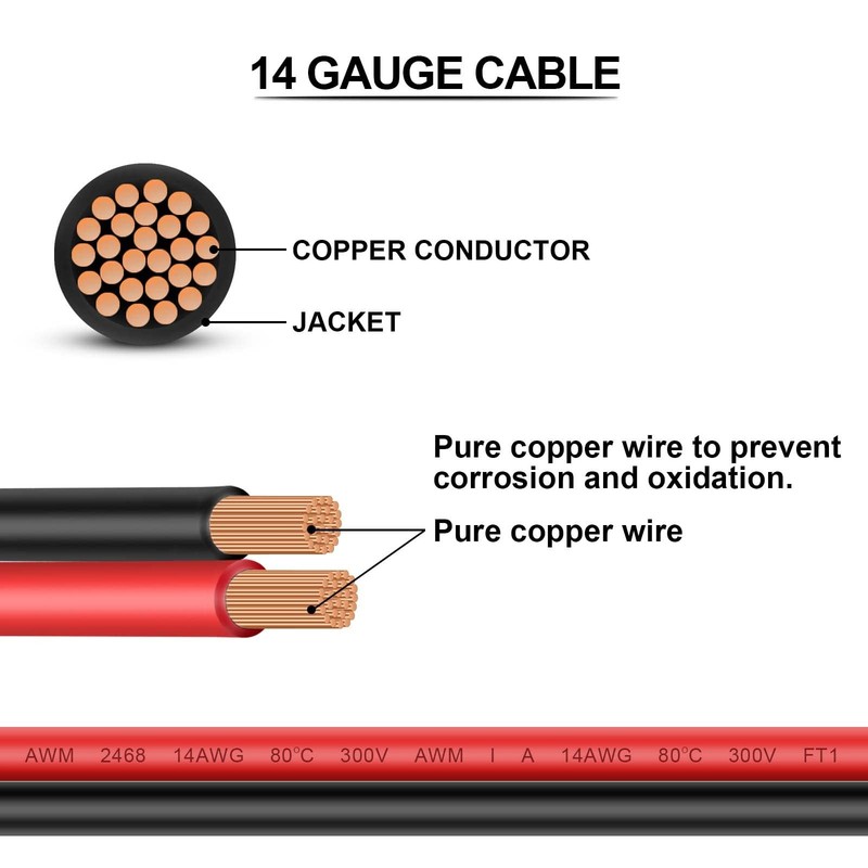 10ft 14AWG 12V DC Extension Cable 2.1mm x 5.5mm 5521 Power 10Ft, Black gallery