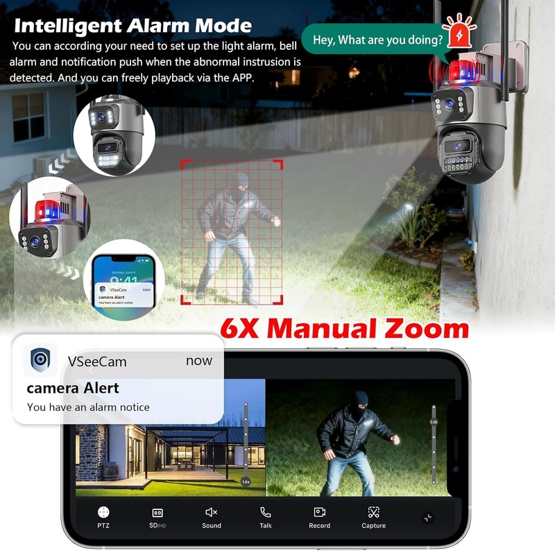 Smart Outdoor Security Camera 6MP Dual Lens PTZ 5G WiFi gallery