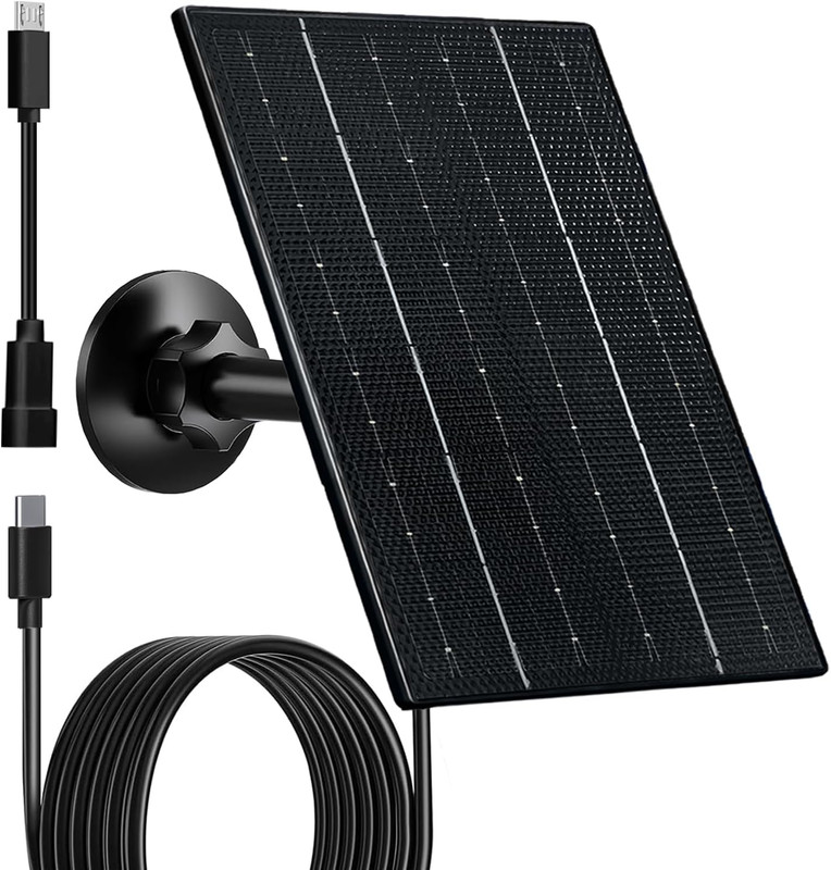 4W Solar Panel for Security Camera, USB-C & Micro USB Solar Charger gallery