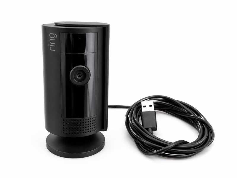 Ring Indoor Cam (2nd Gen) Wired Security Camera Black lens integrated grille
