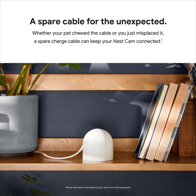 Google Nest Cam Charge Cable - Replacement Cable for Nest Cam (Battery) - Snow gallery