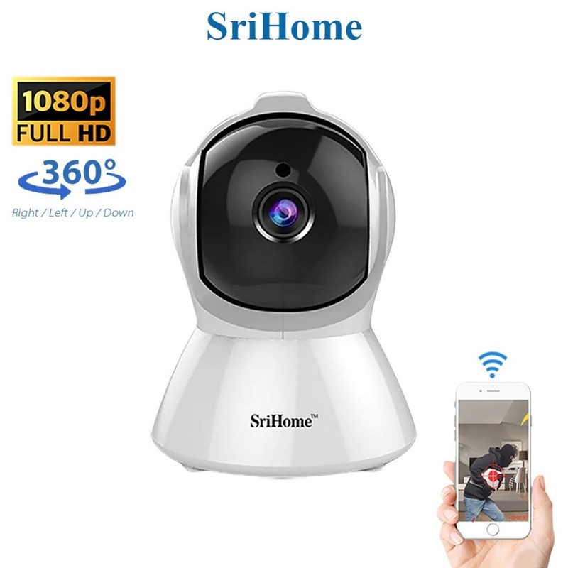 SriHome SH025 Wifi CCTV Camera 1080P | PTZ Night Vision Audio IP Security Cam