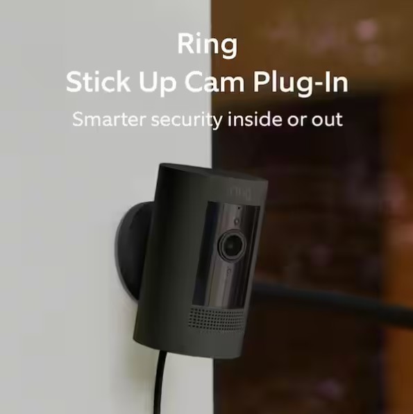 Ring Stick Up Cam Plug-in Wired Indoor/Outdoor Camera Black NEW gallery