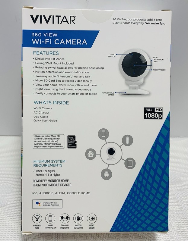 360 Wide Angle View Smart Home 1080p HD NEW Security Camera Vivitar IPC117 Wi-Fi gallery