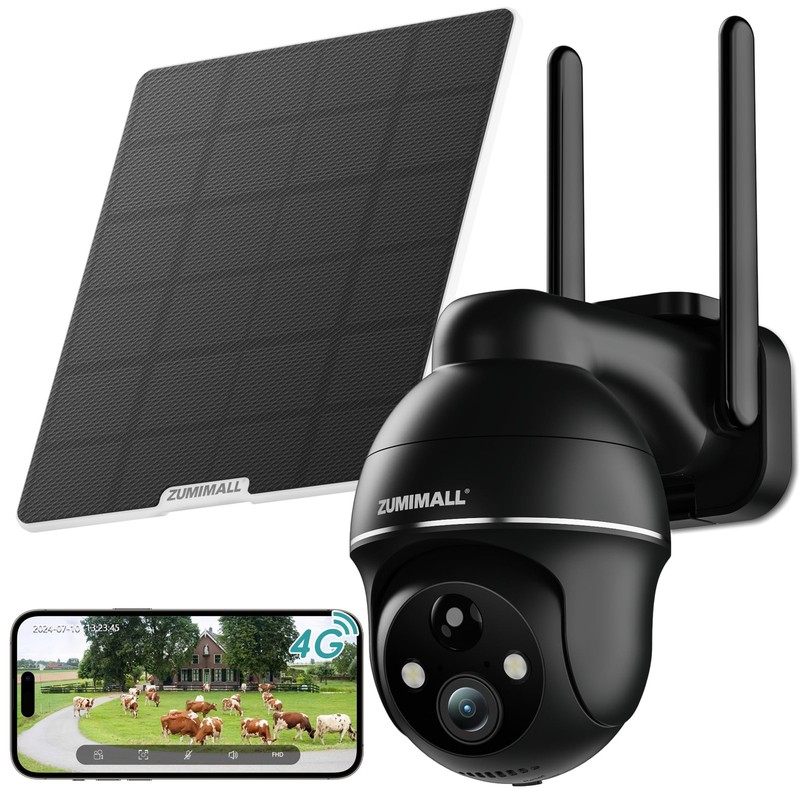 4G LTE Cellular Solar Security Cameras Wireless 3MP No WiFi 2K 360 View