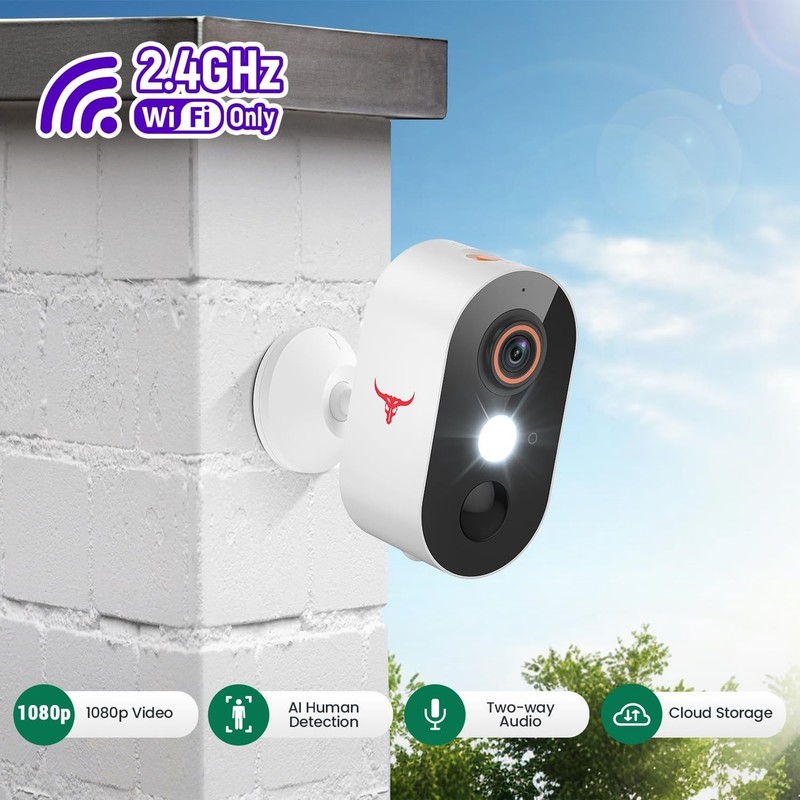 1080p Wireless Security Camera with AI Human Detection, Night Vision, 2-Way Talk gallery