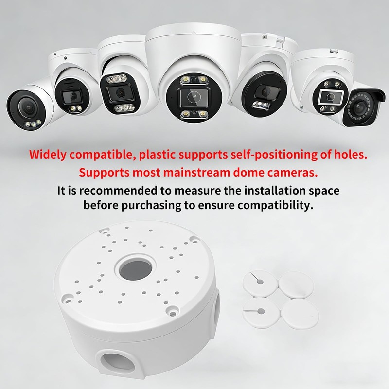 Universal Junction Box for Dome and Bullet IP Security Cameras, White, ABS Pl... gallery