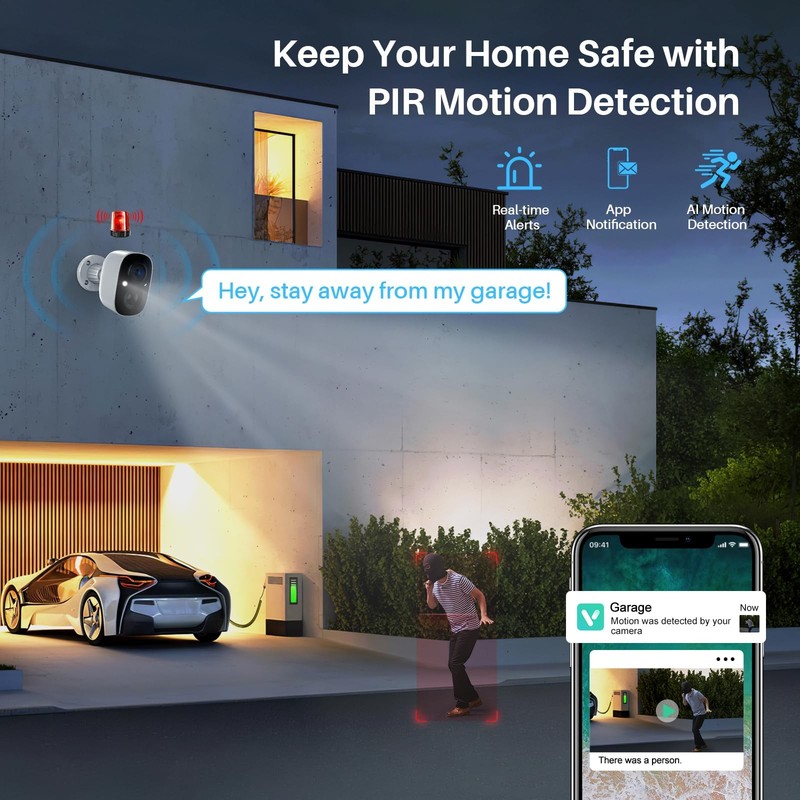 Vicohome Security Cameras Wireless Outdoor, 2K Battery Powered WiFi Cameras f... gallery