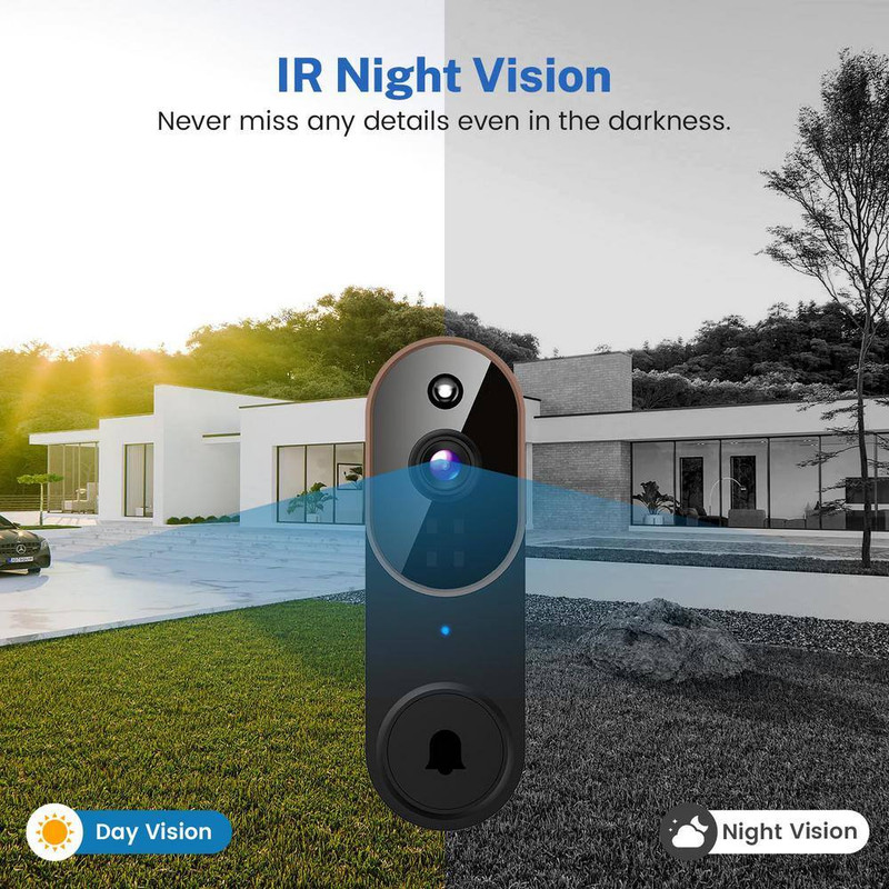 Brown Wireless Wi-Fi Video Doorbell Camera, AI Motion Detection, Night Vision an gallery