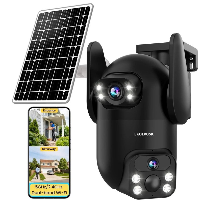 Solar Security Cameras Wireless Outdoor, Dual Lens 2K 360° View Cameras for H…