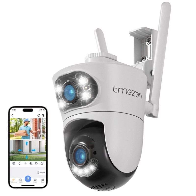 Dual Lens 4MP WiFi Security Camera Zoom Outdoor Home Night Vision CCTV PTZ IP66 gallery