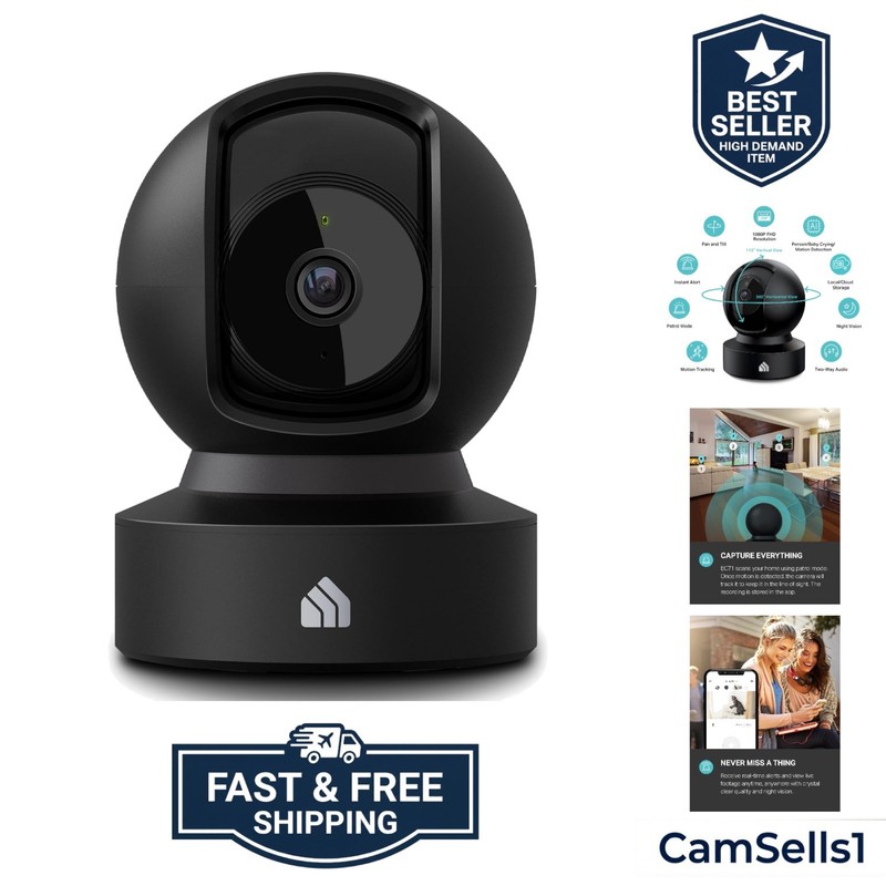 Kasa 1080p Indoor Pan/Tilt Wired Security Camera – Works as a Baby & Pet Moni…
