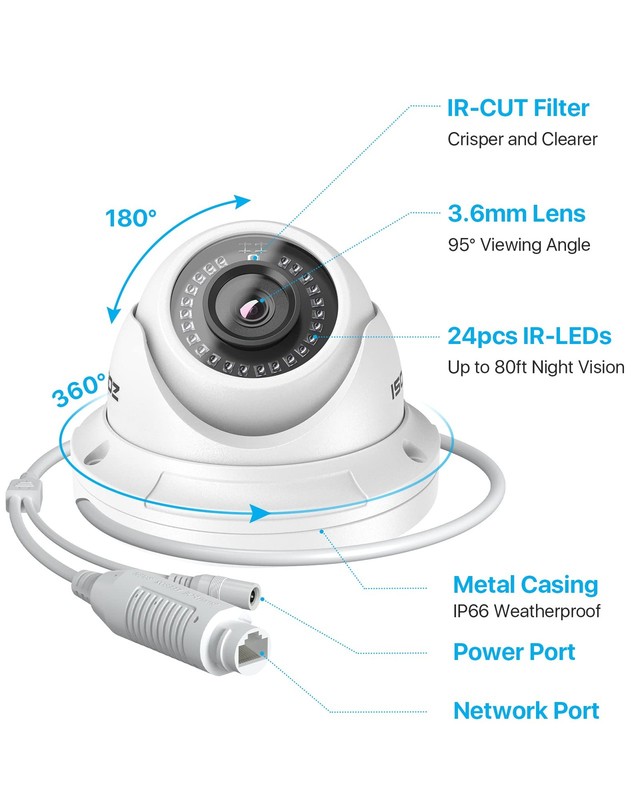 5MP Add-on POE IP Camera Outdoor Indoor Dome Camera with Night Vision Only Wo... gallery